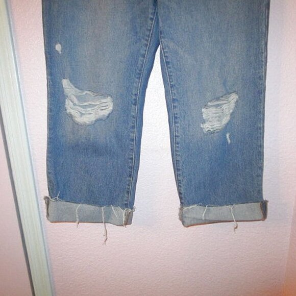 Express 90s Ankle Boot Jeans Size 10 High Rise Ankle Ripped Distressed Denim NEW - Picture 3 of 12